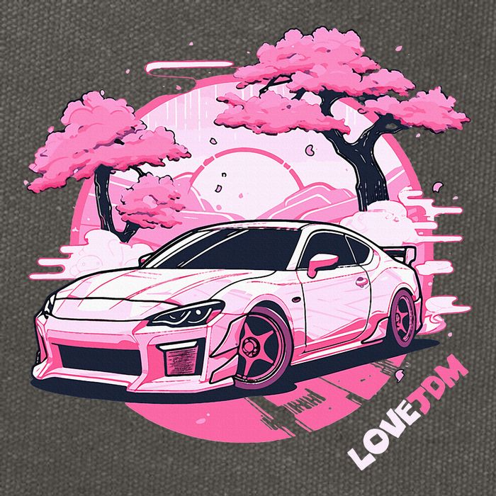 Love Jdm Girl Racer Pink Japanese Race Car Cotton Canvas Backpack