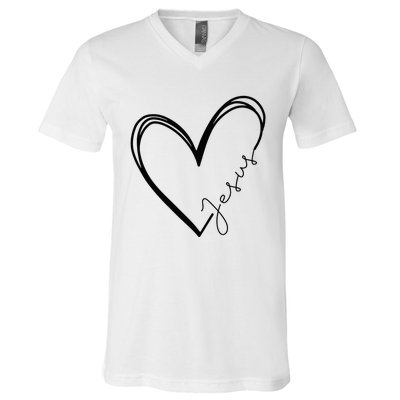 Love Jesus Heart Christian V-Neck T-Shirt