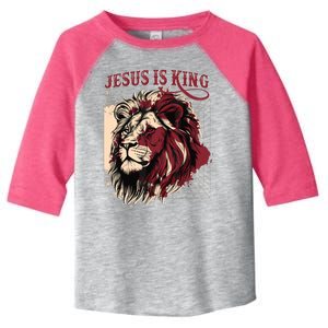 Lion Jesus Is King Christian Bible Scripture Faith Quote Toddler Fine Jersey T-Shirt