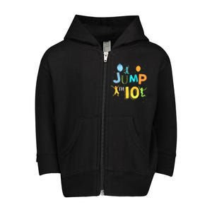 LetS Jump IM 10 Year Old Birthday Jumping 10th Birthday Toddler Zip Fleece Hoodie