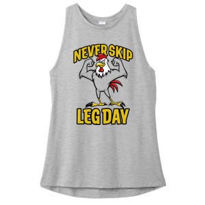 Limited Joey Jones Wearing Never Skip Leg Day Rooster Ladies PosiCharge Tri-Blend Wicking Tank