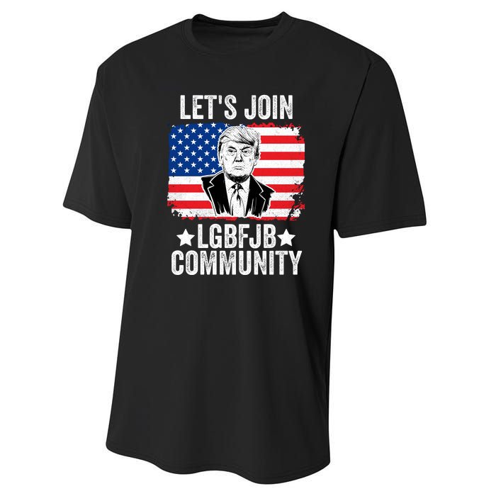 Lets Join Lgbfjb Community Lets Go Brandon Trump And America Flag Anti Biden Vi Performance Sprint T-Shirt