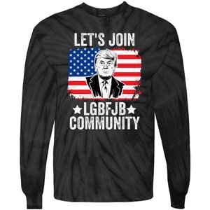 Lets Join Lgbfjb Community Lets Go Brandon Trump And America Flag Anti Biden Vi Tie-Dye Long Sleeve Shirt