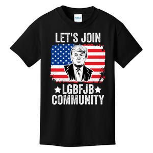 Lets Join Lgbfjb Community Lets Go Brandon Trump And America Flag Anti Biden Vi Kids T-Shirt