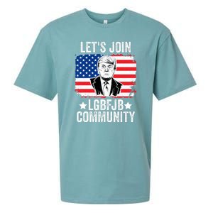 Lets Join Lgbfjb Community Lets Go Brandon Trump And America Flag Anti Biden Vi Sueded Cloud Jersey T-Shirt