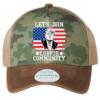 Lets Join Lgbfjb Community Lets Go Brandon Trump And America Flag Anti Biden Vi Legacy Tie Dye Trucker Hat