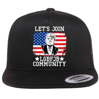 Lets Join Lgbfjb Community Lets Go Brandon Trump And America Flag Anti Biden Vi Flatbill Hat