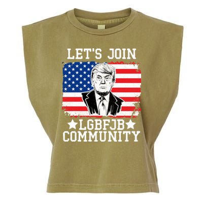 Lets Join Lgbfjb Community Lets Go Brandon Trump And America Flag Anti Biden Vi Garment-Dyed Women's Muscle Tee