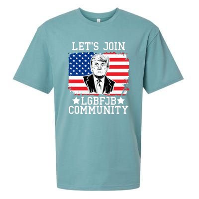 Lets Join Lgbfjb Community Lets Go Brandon Trump And America Flag Anti Biden Vi Sueded Cloud Jersey T-Shirt