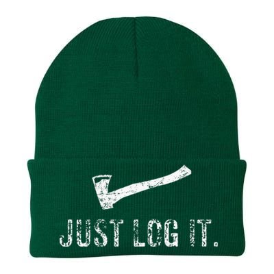 Logging Just Log It. Lumberjack Wood Chopper Forest Knit Cap Winter Beanie