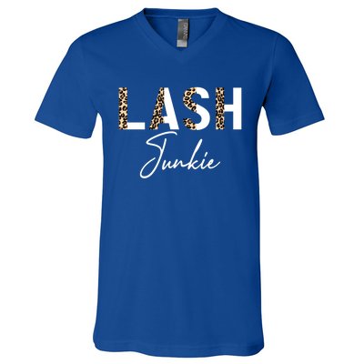 Lash Junkie Lash Bar Eyelash Tech Lash Artist Cool Gift V-Neck T-Shirt