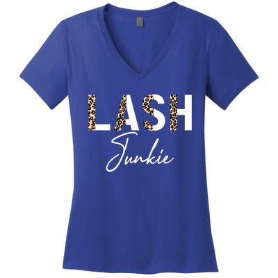 Lash Junkie Lash Bar Eyelash Tech Lash Artist Cool Gift Women's V-Neck T-Shirt