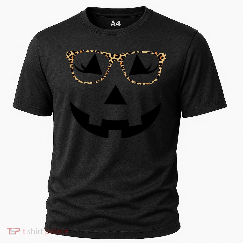 Leopard Jack O Lantern Pumpkin Face Performance Shirt