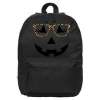 Leopard Jack O Lantern Pumpkin Face 16 in Basic Backpack