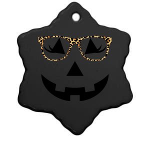 Leopard Jack O Lantern Pumpkin Face Ceramic Star Ornament