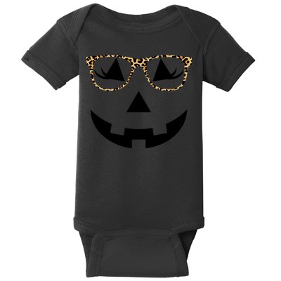 Leopard Jack O Lantern Pumpkin Face Baby Bodysuit