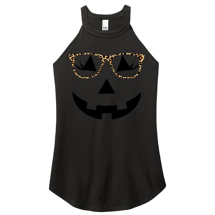Leopard Jack O Lantern Pumpkin Face Women's Perfect Tri Rocker Tank
