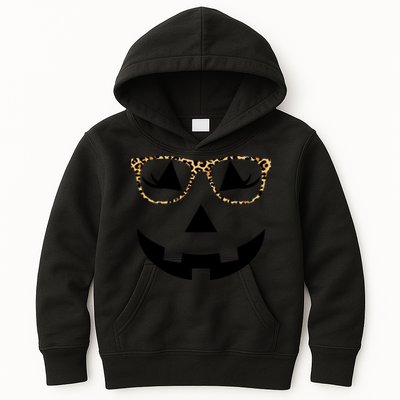 Leopard Jack O Lantern Pumpkin Face Kids Hoodie