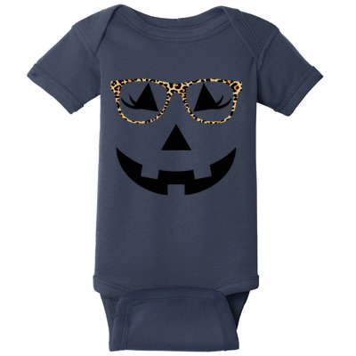 Leopard Jack O Lantern Pumpkin Face Baby Bodysuit