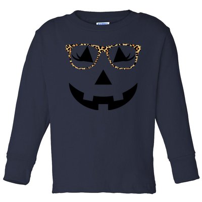 Leopard Jack O Lantern Pumpkin Face Toddler Long Sleeve Shirt