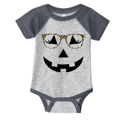 Leopard Jack O Lantern Pumpkin Face Infant Baby Jersey Bodysuit