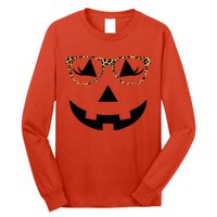 Leopard Jack O Lantern Pumpkin Face Long Sleeve Shirt