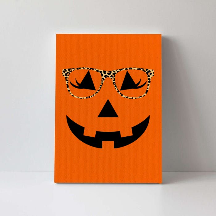 Leopard Jack O Lantern Pumpkin Face Canvas