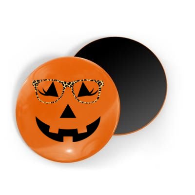 Leopard Jack O Lantern Pumpkin Face Magnet