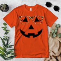 Leopard Jack O Lantern Pumpkin Face Premium T-Shirt