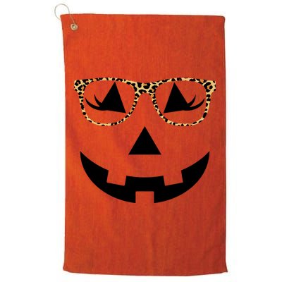 Leopard Jack O Lantern Pumpkin Face Golf Towel