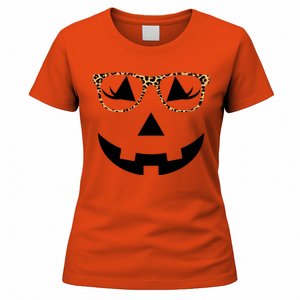 Leopard Jack O Lantern Pumpkin Face Women's T-Shirt