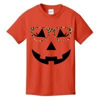 Leopard Jack O Lantern Pumpkin Face Kids T-Shirt