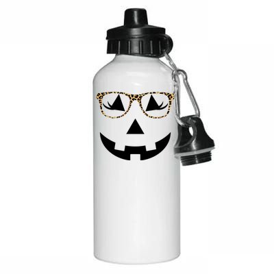 Leopard Jack O Lantern Pumpkin Face Aluminum Water Bottle