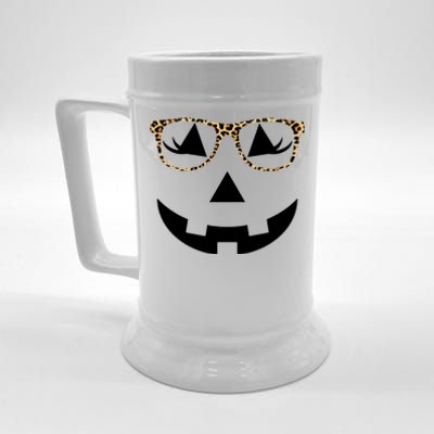 Leopard Jack O Lantern Pumpkin Face Beer Stein