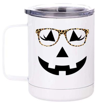 Leopard Jack O Lantern Pumpkin Face 12 oz Stainless Steel Tumbler Cup