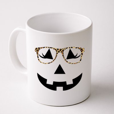 Leopard Jack O Lantern Pumpkin Face Coffee Mug