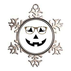 Leopard Jack O Lantern Pumpkin Face Metallic Star Ornament