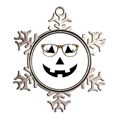 Leopard Jack O Lantern Pumpkin Face Metallic Star Ornament