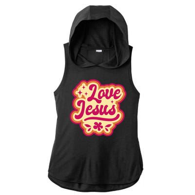 Love Jesus Retro Ladies PosiCharge Tri-Blend Wicking Draft Hoodie Tank