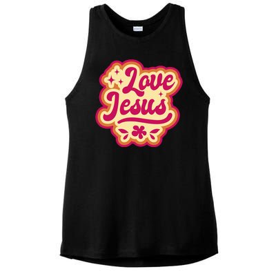 Love Jesus Retro Ladies PosiCharge Tri-Blend Wicking Tank