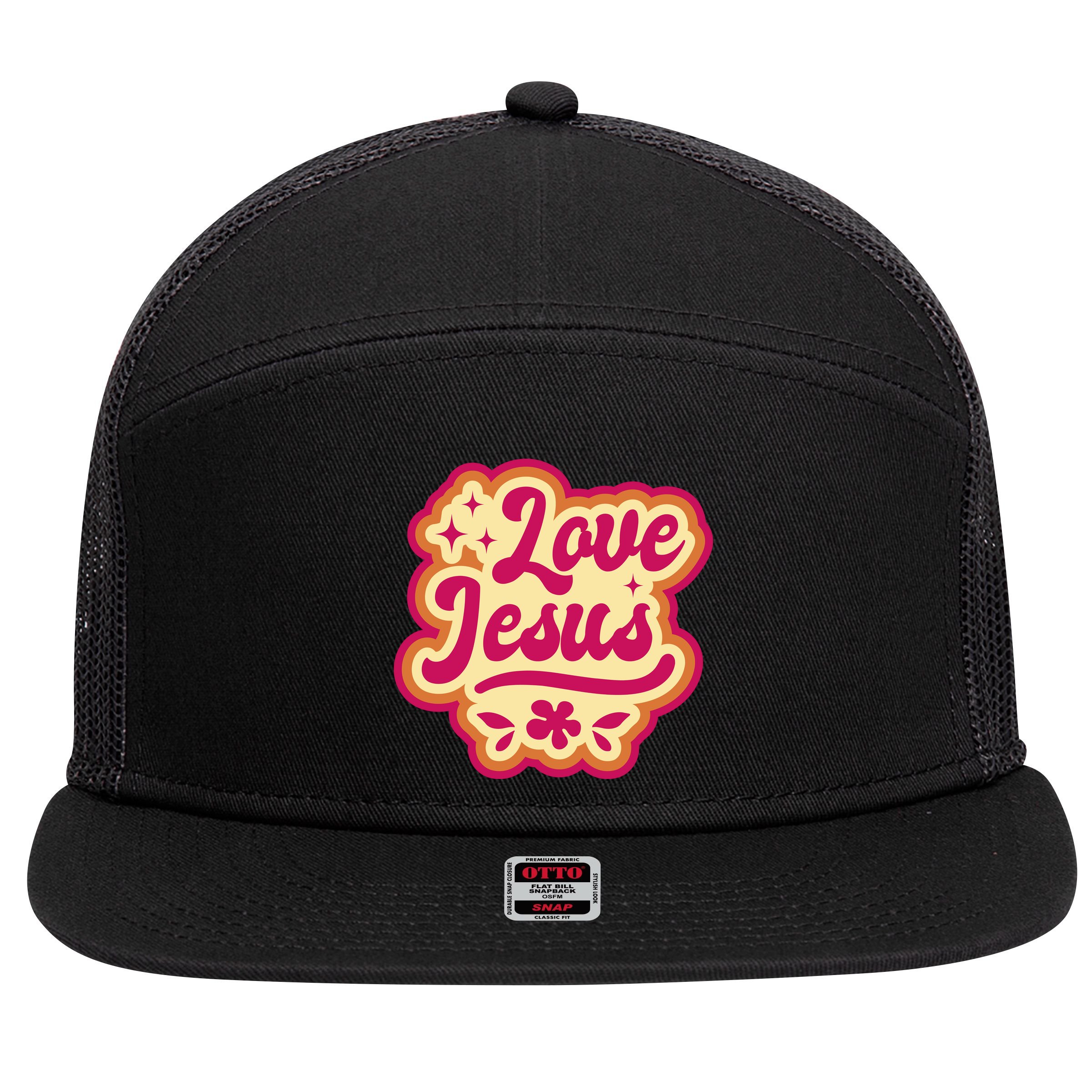 Love Jesus Retro 7 Panel Mesh Trucker Snapback Hat
