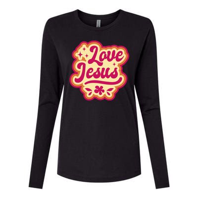 Love Jesus Retro Womens Cotton Relaxed Long Sleeve T-Shirt