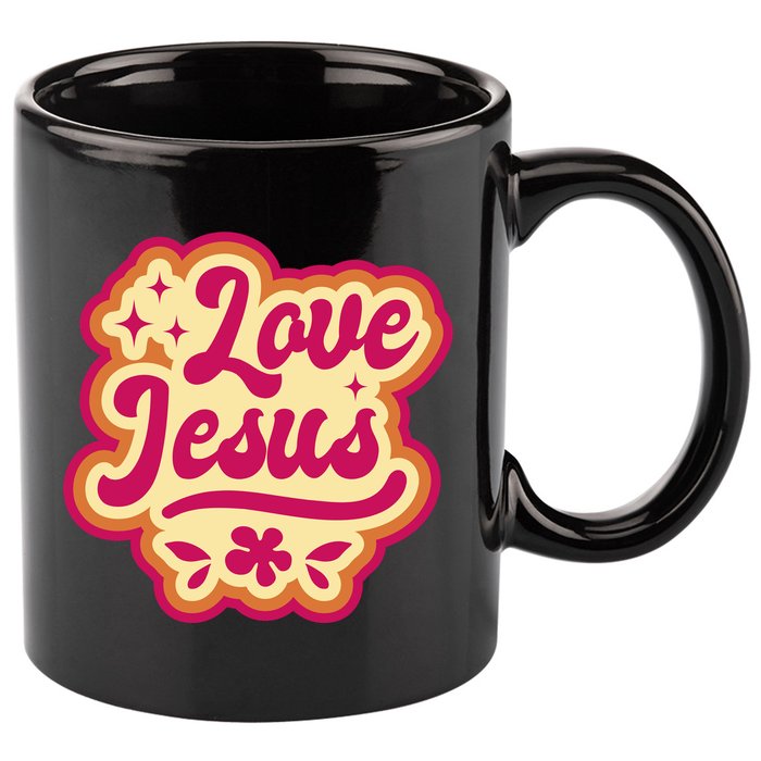 Love Jesus Retro 11oz C Handle Ceramic Mug