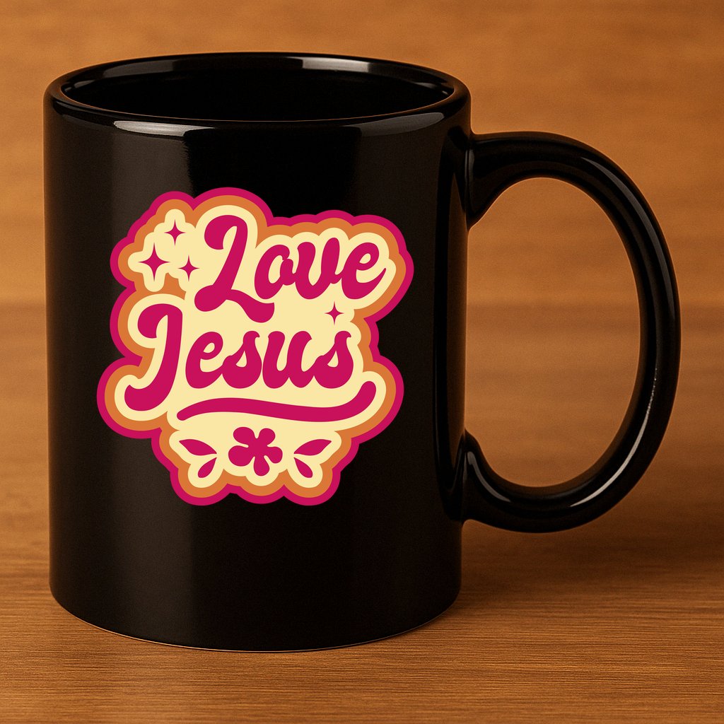 Love Jesus Retro 11oz C Handle Ceramic Mug