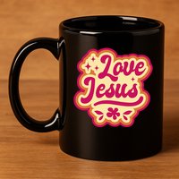 Love Jesus Retro 11oz C Handle Ceramic Mug