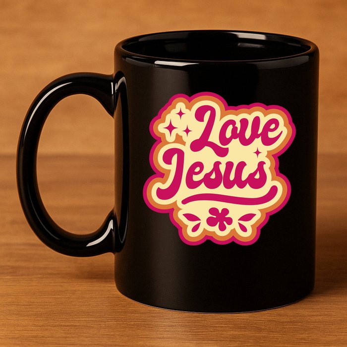 Love Jesus Retro 11oz C Handle Ceramic Mug