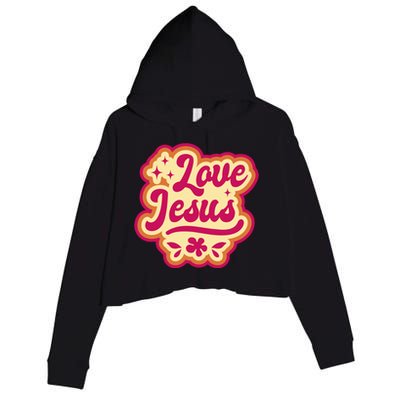 Love Jesus Retro Crop Fleece Hoodie