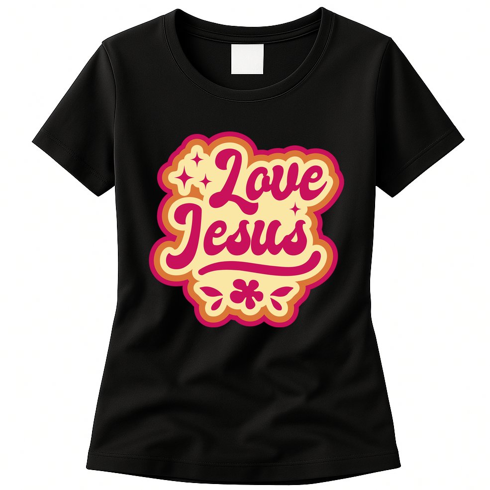 Love Jesus Retro Womens T-Shirt