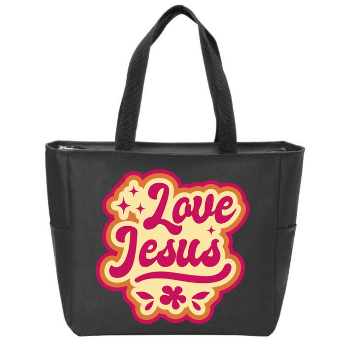 Love Jesus Retro Zip Tote Bag