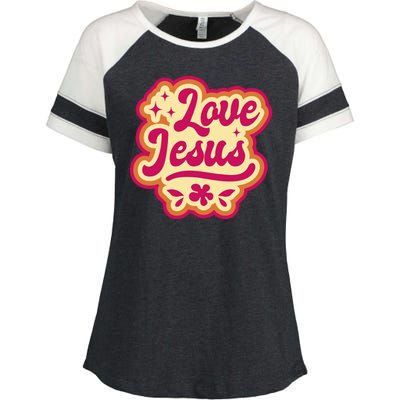 Love Jesus Retro Enza Ladies Jersey Colorblock Tee